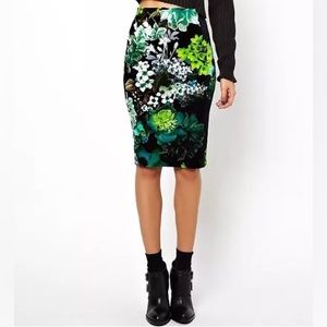 NEW ASOS Dark Floral Velvet Pencil Skirt